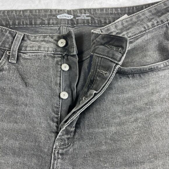 Old Navy O.G. Straight Jeans Button Fly High Rise Distressed Gray Size 16 - Picture 3 of 8